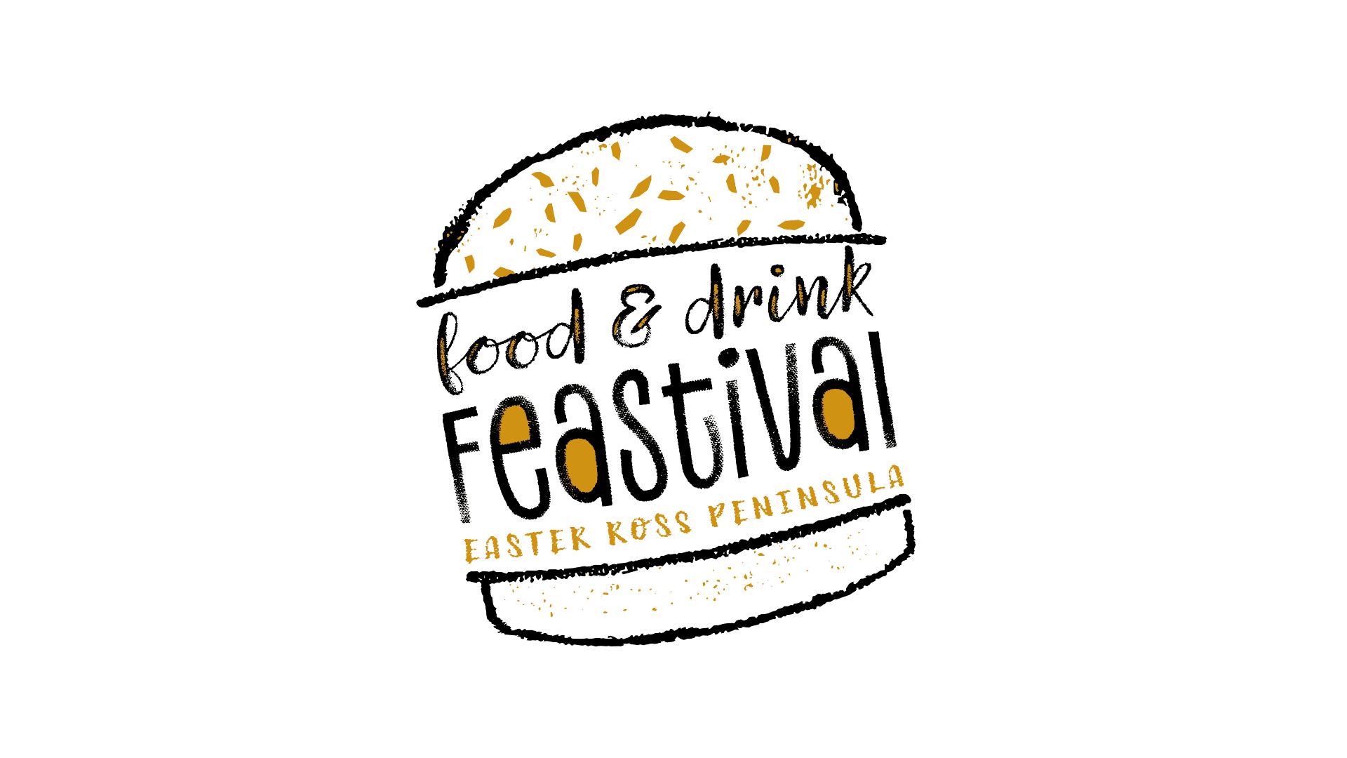 a design of a burger with wording about the Festival